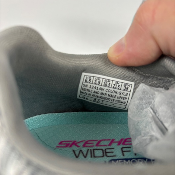 Skechers, Gray and Blue, Relaxed Fit, Slip-ins, Sneakers, Memory Foam Size 6.5 W - Picture 8 of 8